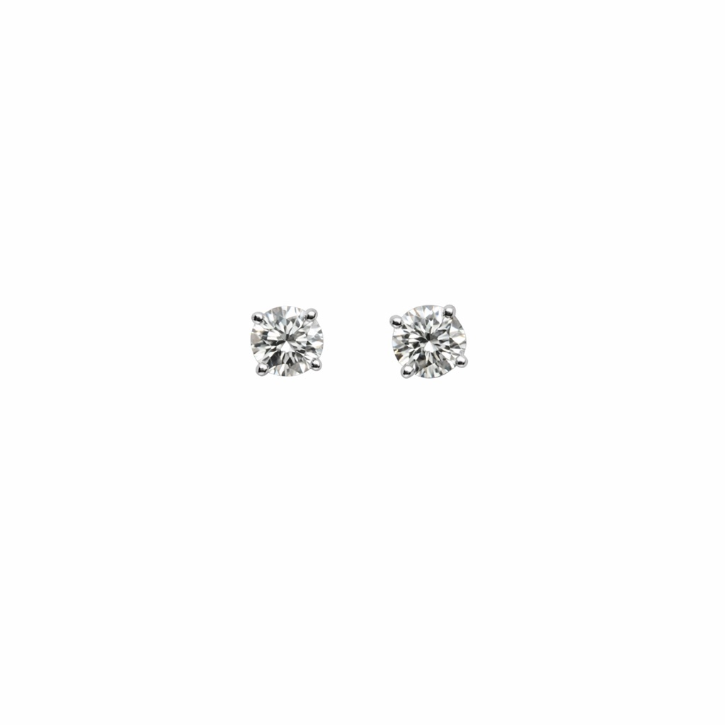 75 Ct 2 Moissanite Diamond Round Stud Earrings